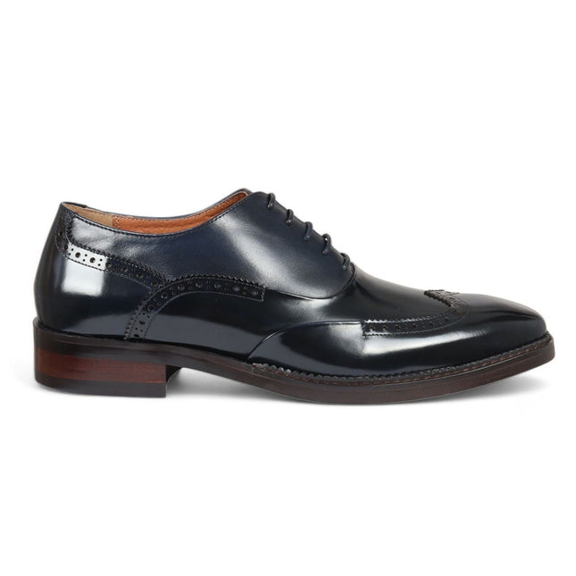 Justin Reess Men's Blue Patent Leather Brogue Formal Shoes - Harry