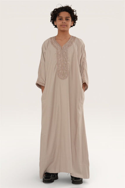 Kids Boys Salmon Moroccan Thobe Robe Djellaba Gandoura Eid Jubba- K-HM66