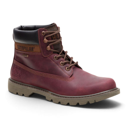 Caterpillar (CAT) Men's Burgundy Waterproof Leather Lace Up Ankle Boots -  Colorado 2.0 Tractor