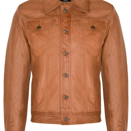Men’s Retro Leather Trucker Jacket-Constantine