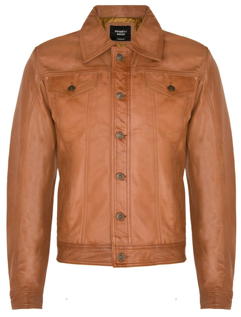 Men’s Retro Leather Trucker Jacket-Constantine
