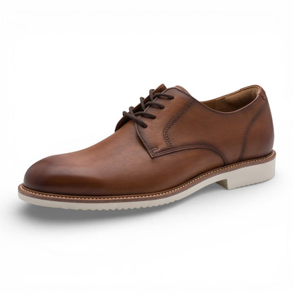 Tamaris Men's Cognac Brown Leather Plain Toe Smart Derby Shoes