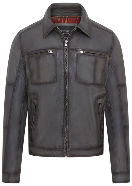 Men's Vintage Classic Short Soft Leather Biker Jacket