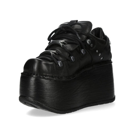 New Rock M-120N-C96 Black Leather Gothic Chunky Platform Ankle Boots