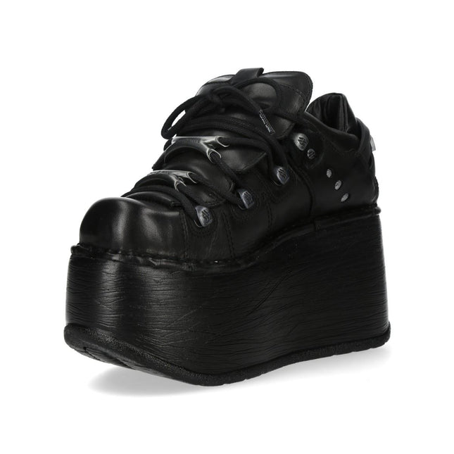New Rock M-120N-C96 Black Leather Gothic Chunky Platform Ankle Boots