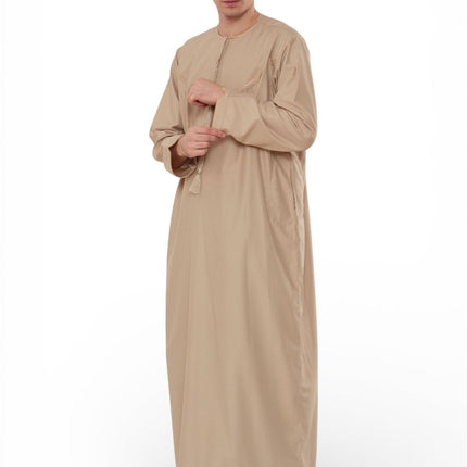 Men's Ramadan Beige Moroccan Jubba Robe Djellaba Eid Thobe - TT-007