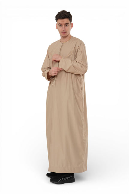 Men's Ramadan Beige Moroccan Jubba Robe Djellaba Eid Thobe - TT-007