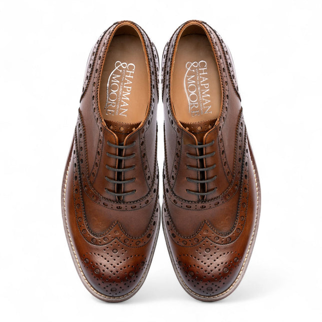 Chapman & Moore Men's Brown Leather Wingtip Brogue Oxford Office Shoes