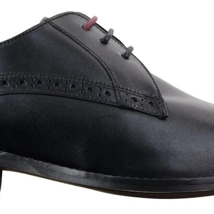 Mens Classic Oxford Brogue Derby Shoes In Black Leather