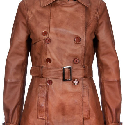 Womens Nappa Leather Trench Coat-Mosul