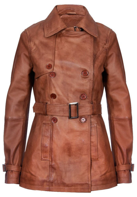 Womens Nappa Leather Trench Coat-Mosul