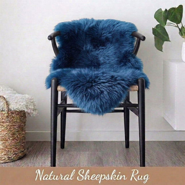 Genuine Diamond Blue Sheepskin Natural Silky Soft Fluffy Real Wool Rug