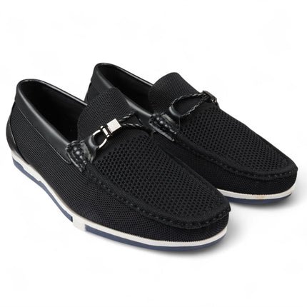 Men's Black Lightweight Mesh Slip-On Breathable Loafers