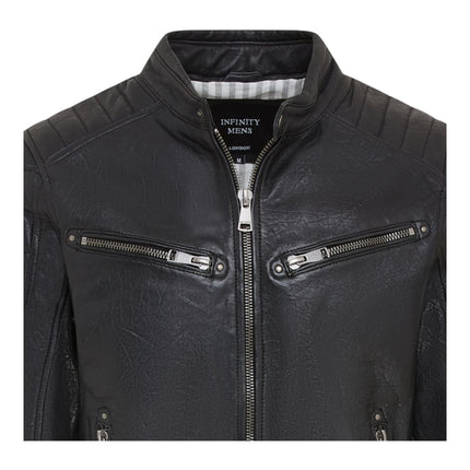 Men's Modern Classic Leather Quilted Biker Jacket - Derry