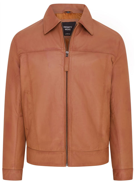 Mens Retro 100% Nappa Leather Harington Biker Jacket