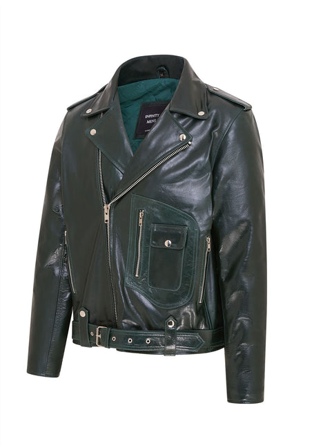 Mens Retro Brando Quilted Leather Biker Jacket Vintage Motorcycle Style