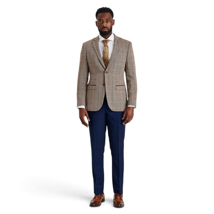 Men's Brown Tweed Suit with Mayfair Navy Trousers - Harris