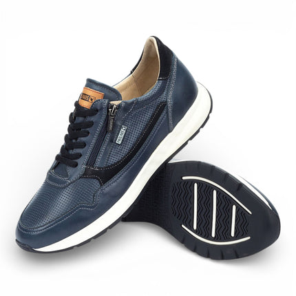 Pikolinos Men's Blue Leather Easy Wear Sneaker Trainers Shoes - Getafe