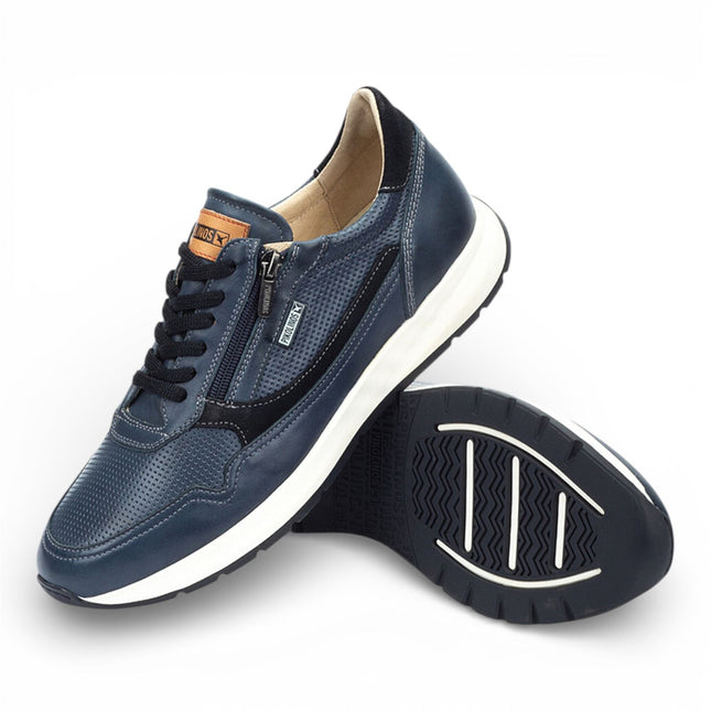 Pikolinos Men's Blue Leather Easy Wear Sneaker Trainers Shoes - Getafe