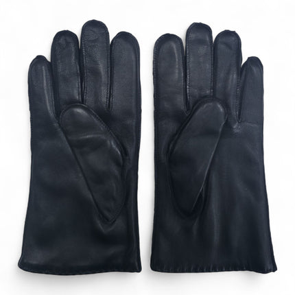Men’s Black Italian Leather Warm Wool Lining Winter Stich Design Gloves - M-LGV-205