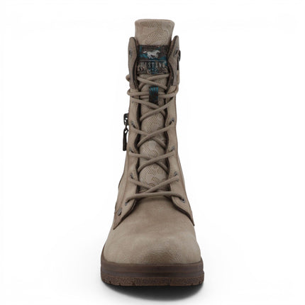 Mustang Women's White Lace-Up Heeled Winter Combat Boots - M0092003