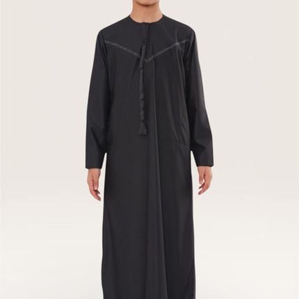 Kids Boys Ramadan Eid Charcoal Grey Moroccan Jubba Robe Djellaba Thobe - K-TT008