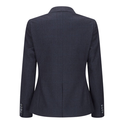 Women's Tailored Fit Tweed Navy Check Blazer Wool Jacket