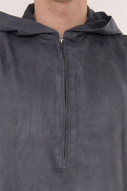 Men's Hooded Eid Grey Moroccan Jubba Robe Ramadan Eid Thobe - HM12