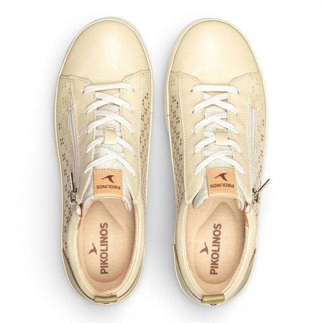 Pikolinos Women’s Apple Green Leather Lace Up Zip Trainer Sneaker Shoes - Vigo