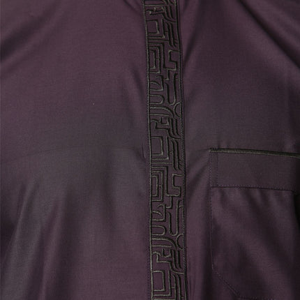 Mens Purple Thobe Jubba Emirati Islamic Arabic Eid Embroidery Kaftan Jubbah Robe