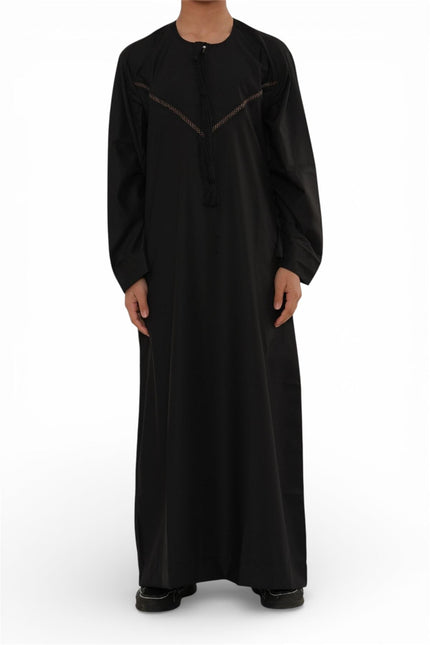 Kids Boys Eid Black Moroccan Thobe Robe Djellaba Ramadan Eid Jubba- K-HM10