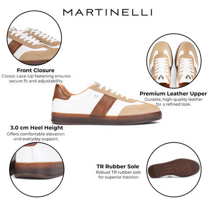 Martinelli Men's Brown Leather Sneakers Trainer Shoes - Seaford