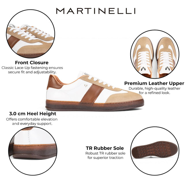 Martinelli Men's Brown Leather Sneakers Trainer Shoes - Seaford
