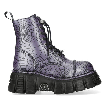 New Rock Purple Leather Gothic Military Biker Boots - MILI083CCT-C122