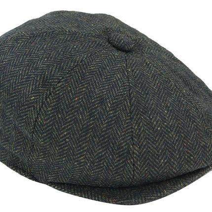 Mens Peaky Blinders Tweed Gatsby Flat Baker Hat With Razor Blade