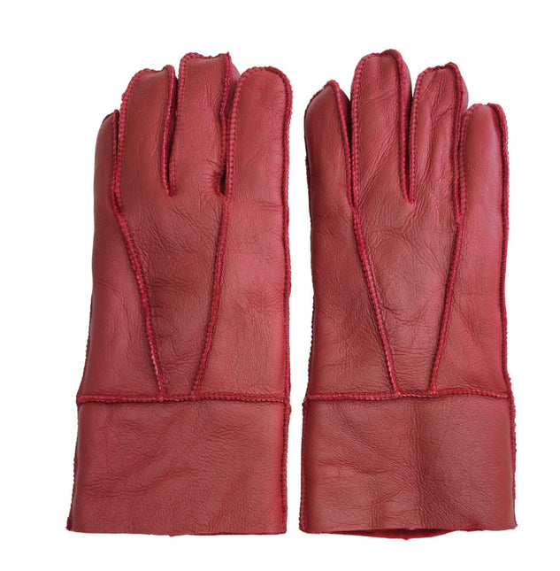 Infinity Leather Unisex Red Sheepskin Leather Gloves with Roll Up/Down Cuff