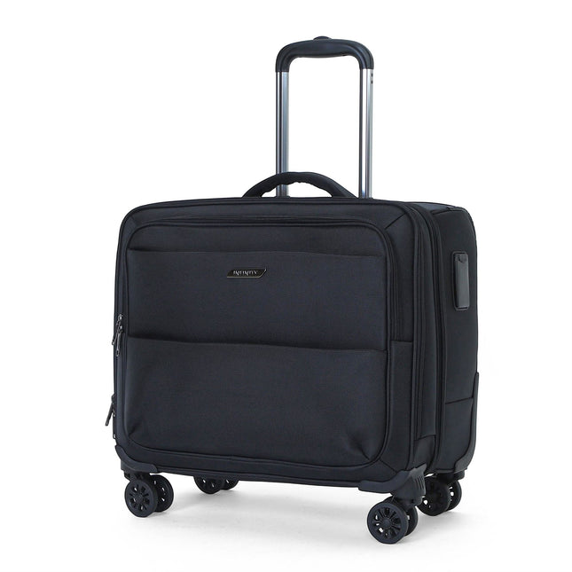 18" Black Wheeled Laptop Briefcase 1680D Polyester 4 Wheel Business Bag