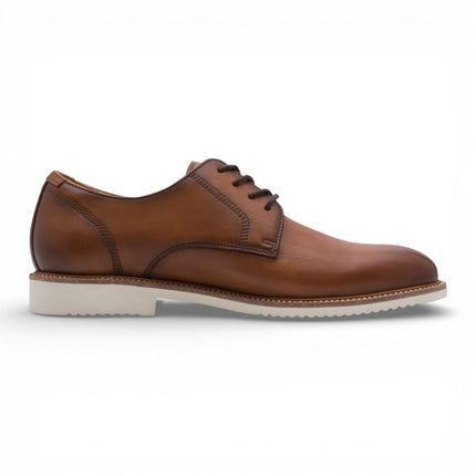 Tamaris Men's Cognac Brown Leather Plain Toe Smart Derby Shoes