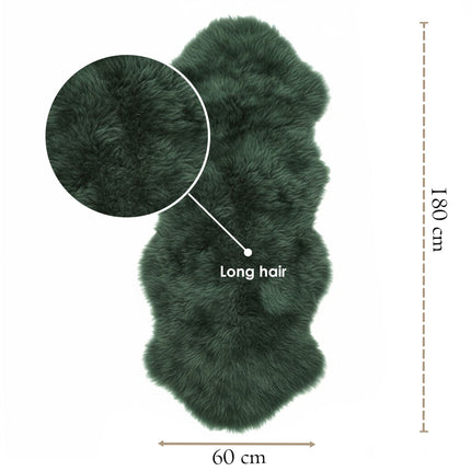 Genuine Sheepskin Thyme Green Double Natural Fluffy Silky Soft Real Wool Rug