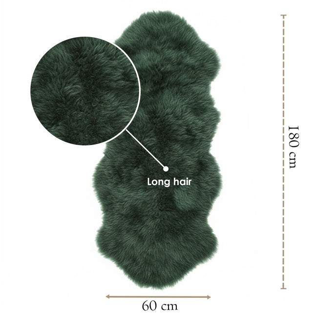Genuine Sheepskin Thyme Green Double Natural Fluffy Silky Soft Real Wool Rug
