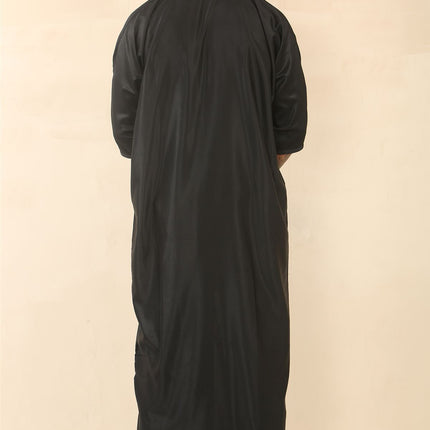 Men's Black Moroccan Thobe Djellaba Jubba Robe Eid