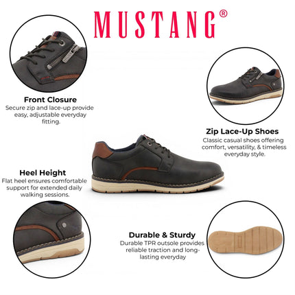 Mustang Men's Dark Grey Faux Leather Casual Outdoor Shoes - M0031004