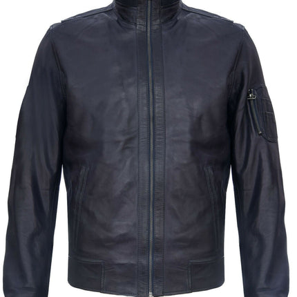 Mens Leather Varsity Bomber Jacket-Adana
