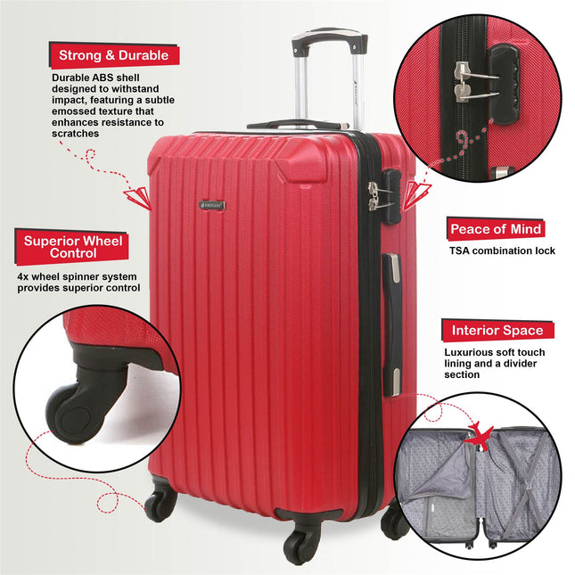 Hard Shell ABS 4 Wheels Luggage Travel Cabin Suitcase Set
