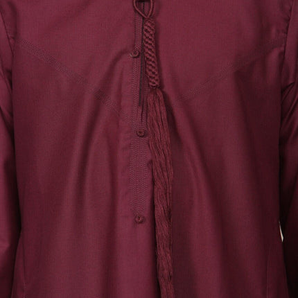 Boy's Kids Red Thobe Emirati Jubba Islamic Clothing Kaftan Eid String Tassel