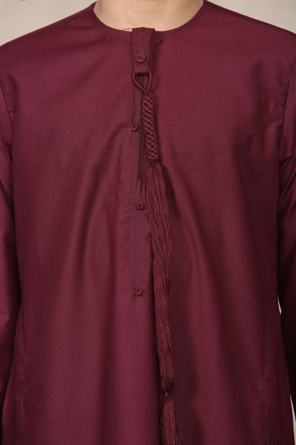 Boy's Kids Red Thobe Emirati Jubba Islamic Clothing Kaftan Eid String Tassel