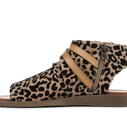 Blowfish Malibu Women's Brown Leopard Strappy Low Wedge Sandals - Denver