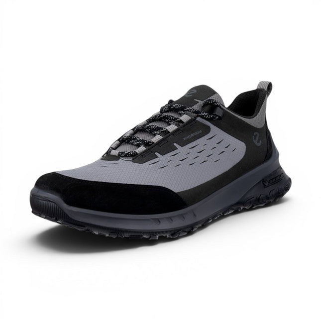 Ecco Men's Black Grey Leather Waterproof Outdoor Trainer Sneaker Shoes - ULT-TRN