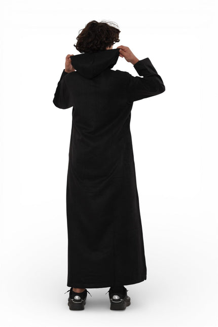 Kids Boys Hooded Eid Black Moroccan Jubba Robe Ramadan Eid Thobe - K-HM12