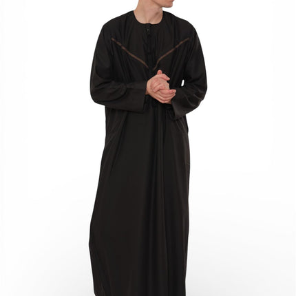 Men's Eid Black Moroccan Thobe Robe Djellaba Ramadan Eid Jubba- HM10